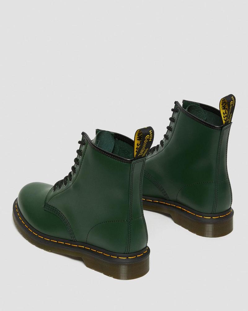 Green Men's Dr Martens 1460 Smooth Leather Lace Up Boots | CA 533MQZ